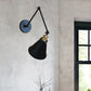 Frendorf | Swing Arm Wandverlichting voor Binnen met Conische Schaduw Retro Metaal 1 Licht Zwart Wandmontage Licht