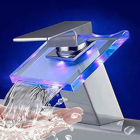 Frendorf | 1-Hebel Waschtischarmatur 1-Loch Kupfer Waschbeckenarmatur mit LED-Beleuchtung