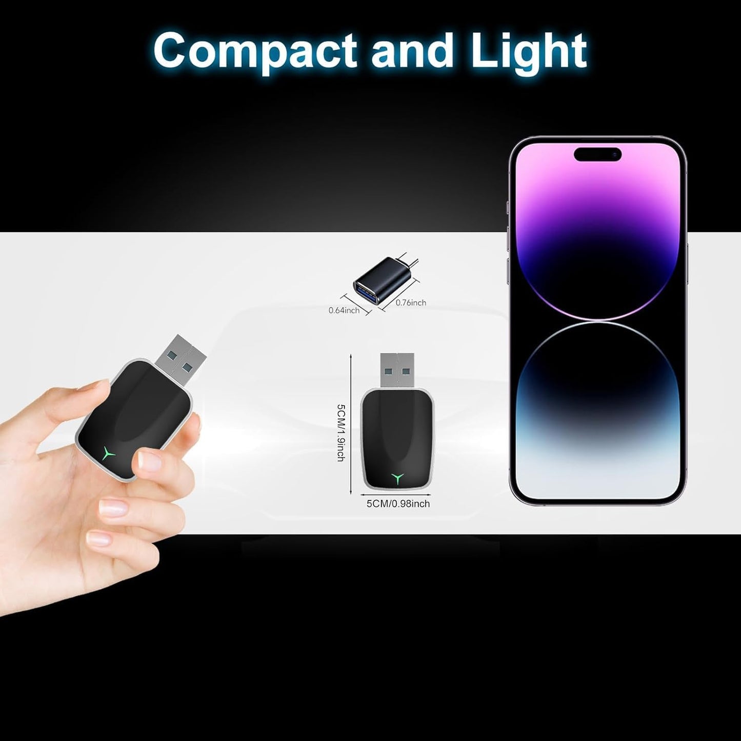 Frendorf | Mini Wireless CarPlay Adapter mit Dualbandverbindung und kompakt Design – Novaro