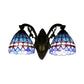 Frendorf | Barokke Dome Wandlamp met Gebogen Arm Gekleurd Glas 2 Licht Wandlamp 11"/8.5" Hoogte in Blauw voor Slaapkamer