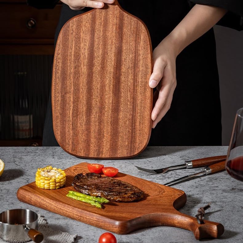 Frendorf | 8-Zoll Steakbrett – Premium Holzservierplatte für Steak, BBQ und gegrilltes Fleisch – Langlebiges Schneide- und Servierbrett mit Saftmulde für Küche, Restaurant und BBQ-Partys