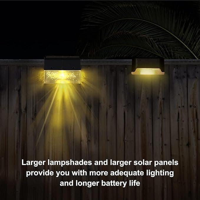 Solar Deck Lights 4er Set, Solar Stufenlichter Außen, Warmweiß/Farbwechselnde Solarzaunleuchte für Terrasse Garten Hof