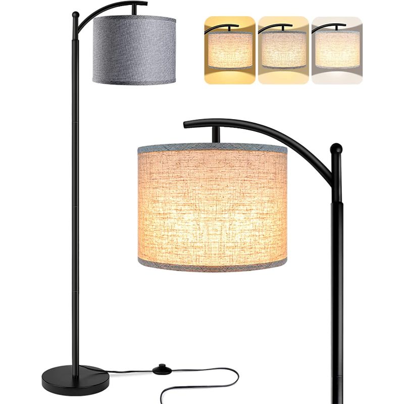 Stehlampe mit 3 Farbtemperaturen LED-Glühbirne, Stehlampe hohe industrielle Stehlampe Lesen für Schlafzimmer, Büro, weiße Lampenschirm enthalten