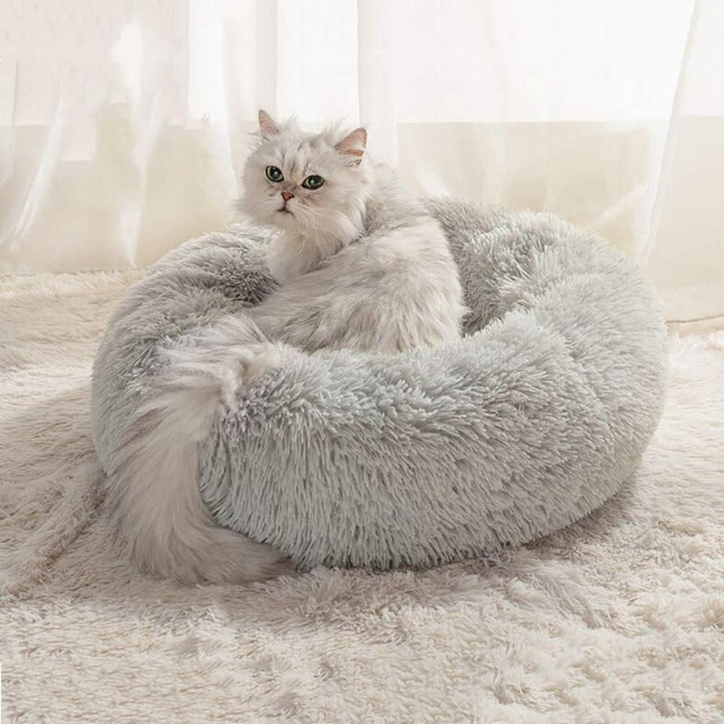 Runder Plüsch beruhigender Donut-Katzenbett-Nest