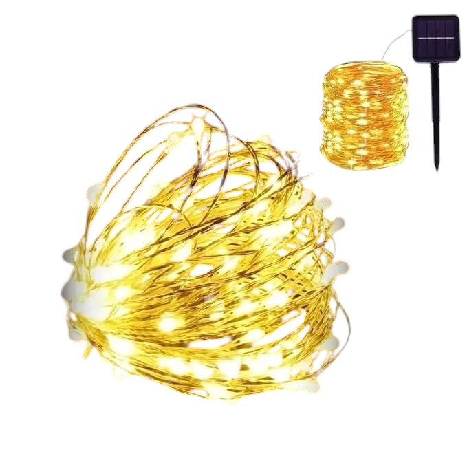Frendorf | Solar-Lichterkette, 8 cm LED-Lampen, wasserdichte Außenfeenlichter, energieeffiziente dekorative Beleuchtung für Gärten, Terrassen, Balkone und Veranstaltungen, automatische Ein/Aus-Funktion mit Solaraufladung