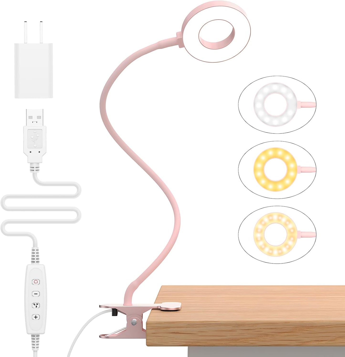 Frendorf | 3 Farbmodi LED Tischklemmlampe mit & flexiblem Schwanenhals – Selvara (1+1 KOSTENLOS)