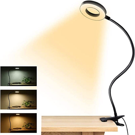 Clip-on Licht - Leselampe mit 48 LEDs, 3 Farbmodi und 10 Helligkeitsstufen, Augenschutz und flexibler Schwanenhals