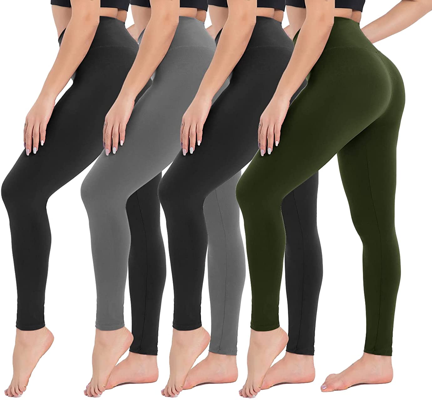 4er-Pack Hochtaillierte Kompressionsleggings