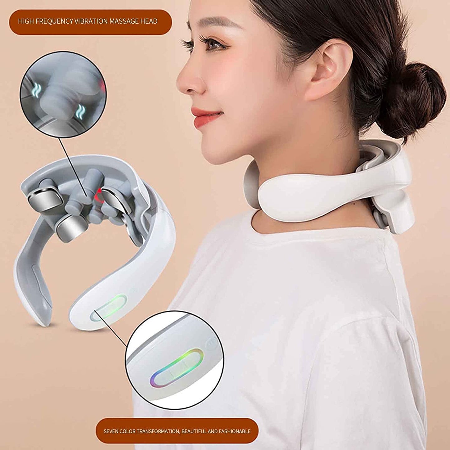 Frendorf | Nackenmassager mit Wärme, Schmerztherapie, intelligenter Nackenmassager, 4 Massageköpfe tragbarer Tiefengewebs-Triggerpunkt-Massager