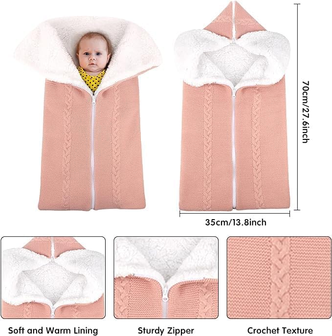 Frendorf | Baby Schlafsack mit Kapuze – Weicher und Warmer Strick-Schlafsack