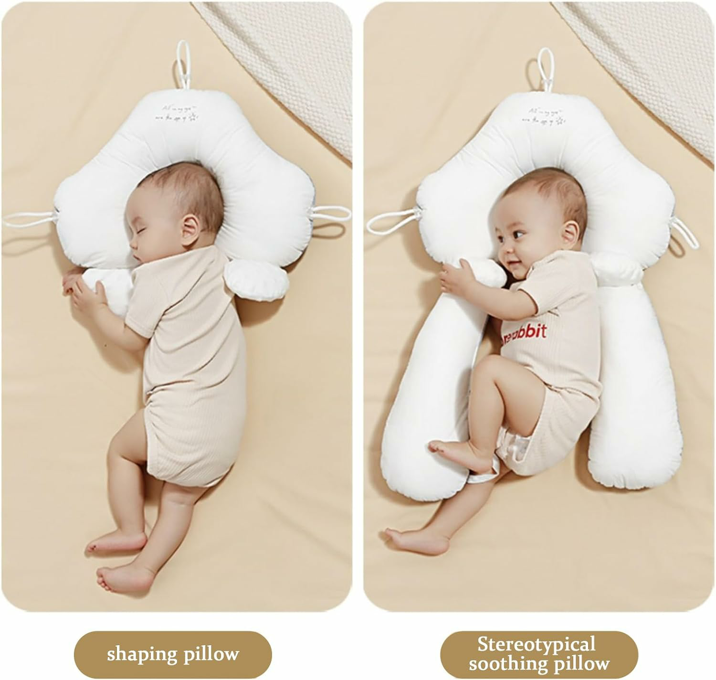 Frendorf | Bio-Baumwolle U-förmiges Baby-Kissen - Weiche & sichere Nackenstütze für Säuglinge, verstellbares Hugbuddy-Design für gemütlichen Schlaf