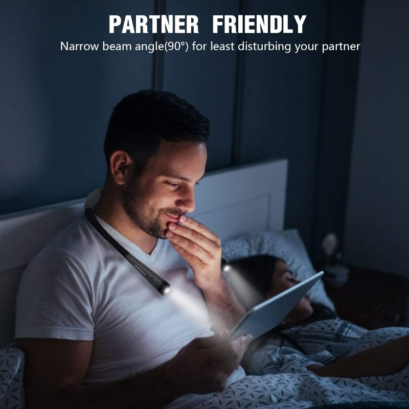 LED Nackenleselampe, Buchlicht zum Lesen im Bett, 3 Farben, 6 Helligkeitsstufen, biegbarer Arm, wiederaufladbar, langlebig, perfekt zum Lesen, Stricken, Campen, Reparieren