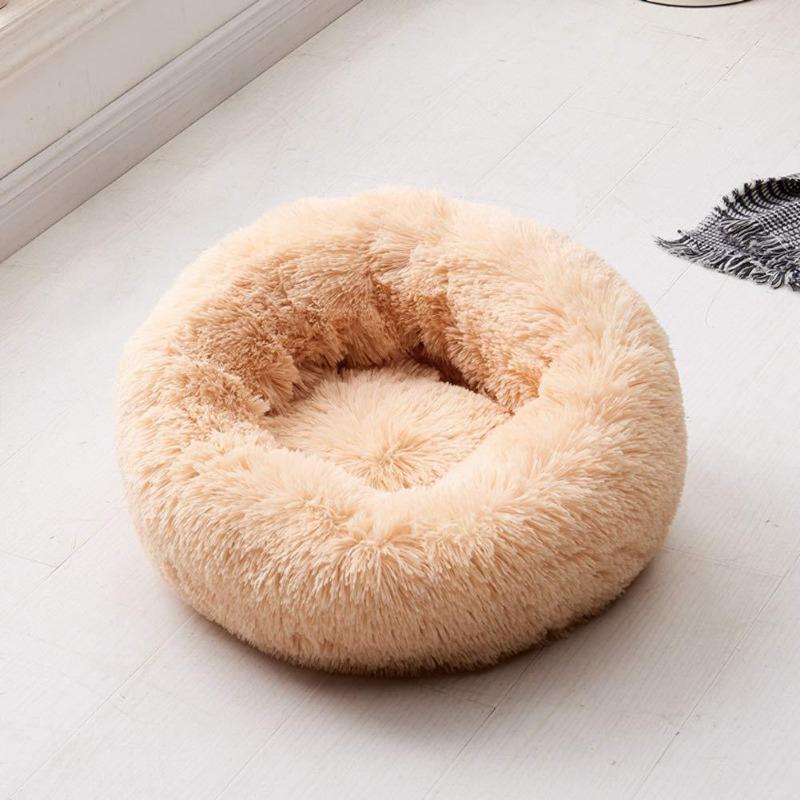 Runder Plüsch beruhigender Donut-Katzenbett-Nest
