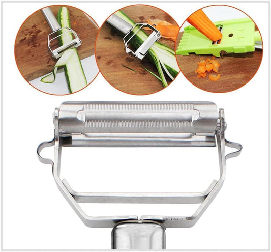 Frendorf | 2-in-1 Gemüseschneider & -slicer, Multi-Doppelmesser-Schäler