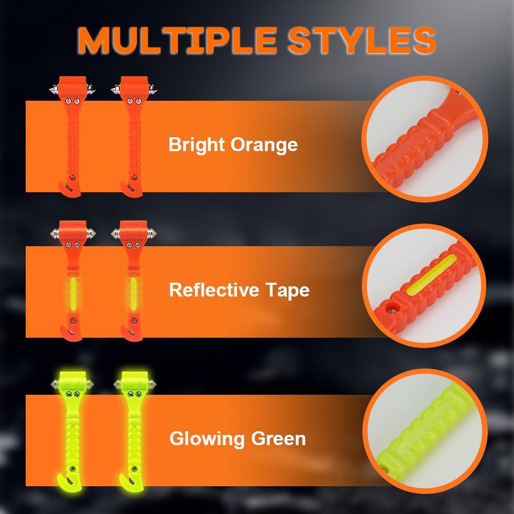 Frendorf | Auto Sicherheitshammer Set von 2 Notfall Fluchtwerkzeug Auto Fenster Glas Hammer Brecher und Sicherheitsgurt Schneider