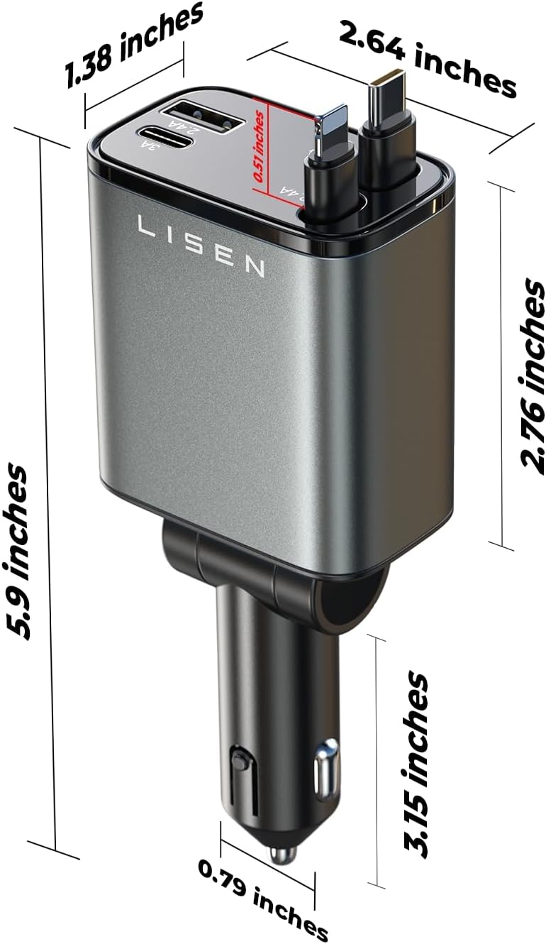 Frendorf | Ausziehbares Auto-Ladegerät 69W USB C
