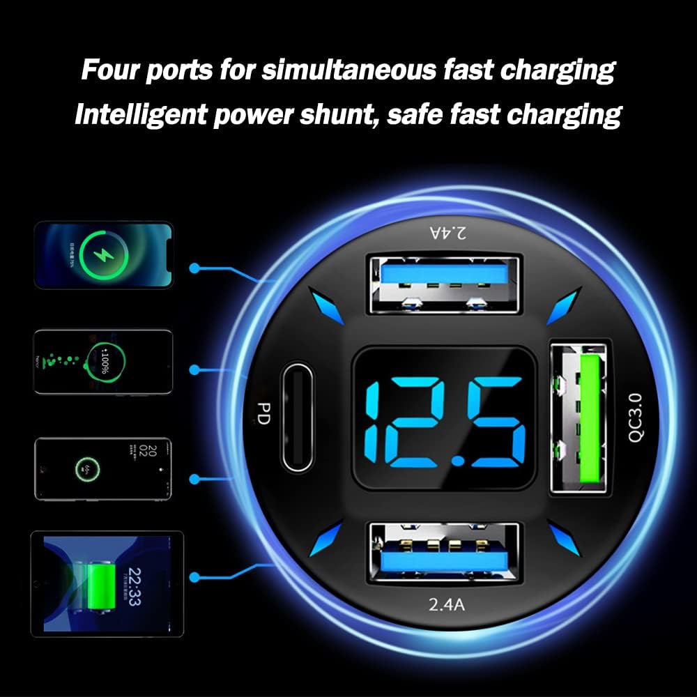 Frendorf | Autoladegerät 66W Superschnellladen mit USB PD & QC 3.0 – Universell für 12-24V Zigarettenanzünder