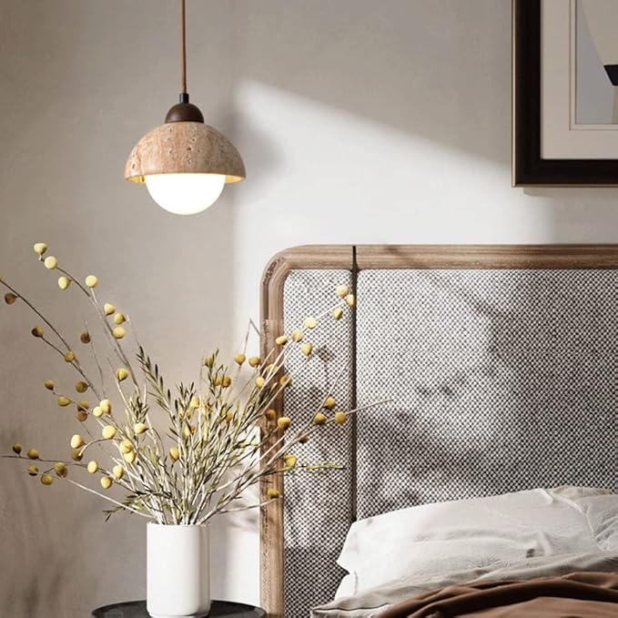 Frendorf | Marbello Naturmarmor Pendelleuchte | Elegante Hängeleuchte | Beleuchtung für modernes Wohnen