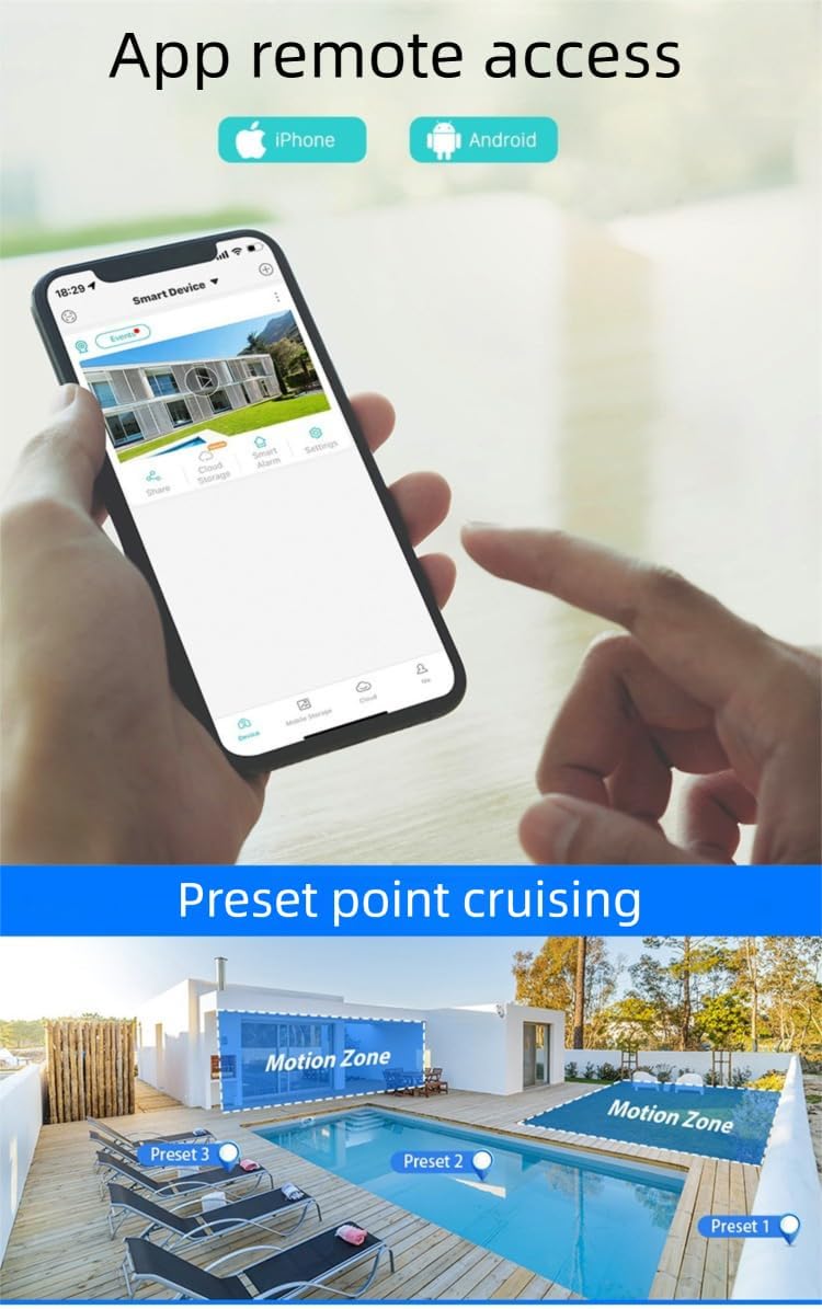 Frendorf | Außen- und Innen-Sicherheitskamera 2K 355° Sichtfeld mit Nachtsicht