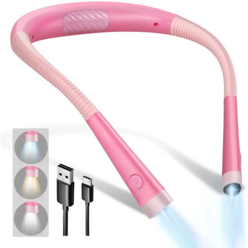 LED Nackenleselampe, Buchlicht zum Lesen im Bett, 3 Farben, 6 Helligkeitsstufen, biegbarer Arm, wiederaufladbar, langlebig, perfekt zum Lesen, Stricken, Campen, Reparieren