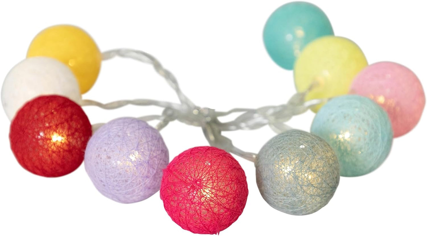 Frendorf | 10 LED Candy Ball Lichterkette - Farbige und Festliche Dekorationslichter für Partys, Feiertage und Wohnkultur - Batteriebetrieben, Energieeffizient und Perfekt für Innen- und Außenbereich