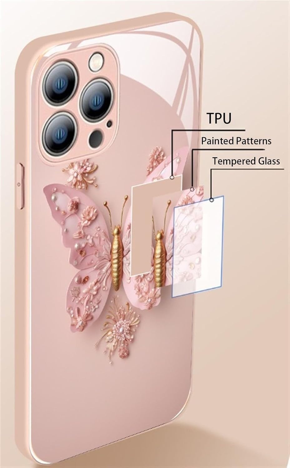 Frendorf | 3D-Schmetterlingsglas für iPhone | Eleganter Schutz in 3D | 1+1 GRATIS