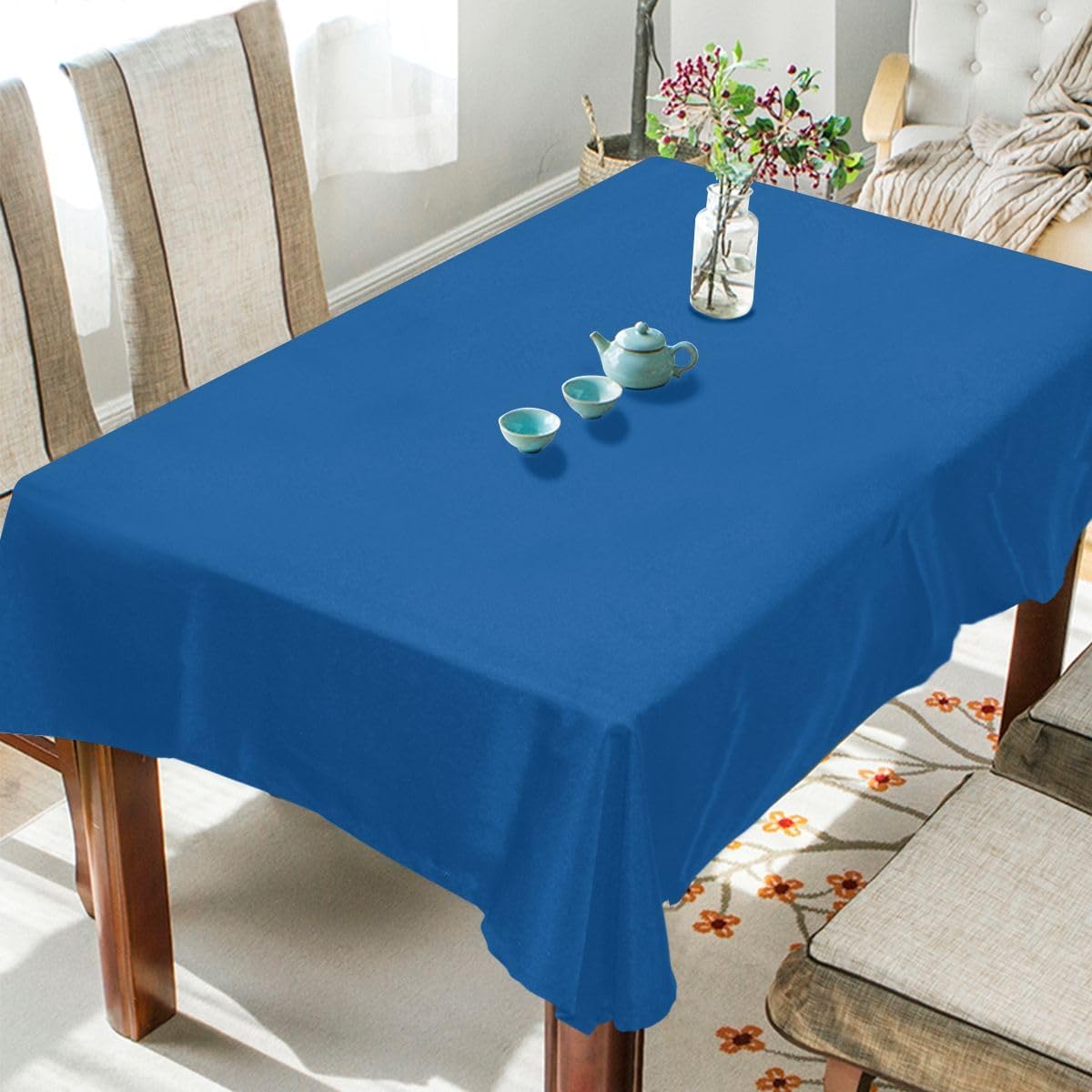 Frendorf | 100% Baumwolle Pastoral Tischläufer – 50x300cm, Himmelblau, Weich & Langlebig, Landhaus Esszimmertisch Dekor, Rustikaler Boho Stil, Maschinenwaschbar, Perfekt für Zuhause, Hochzeiten, Partys & Feiertagsdekorationen