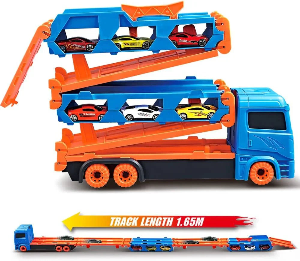 Frendorf | Auto Spieltruck mit Faltbarer Katapult Rennstrecke