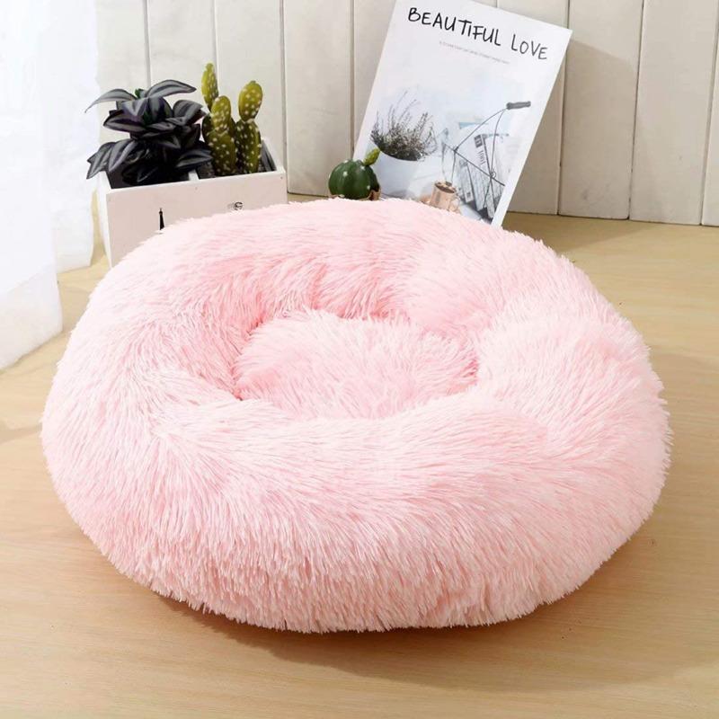 Runder Plüsch beruhigender Donut-Katzenbett-Nest