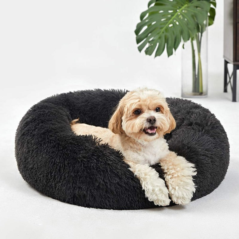 Runder Plüsch Beruhigender Donut Hundebett für kleine bis große Hunde