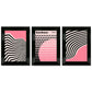 Set aus 3 Bauhaus Pink Modernen Gerahmten Kunstdrucken