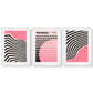 Set aus 3 Bauhaus Pink Modernen Gerahmten Kunstdrucken
