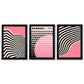 Set aus 3 Bauhaus Pink Modernen Gerahmten Kunstdrucken