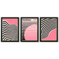Set aus 3 Bauhaus Pink Modernen Gerahmten Kunstdrucken