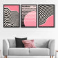 Set aus 3 Bauhaus Pink Modernen Gerahmten Kunstdrucken