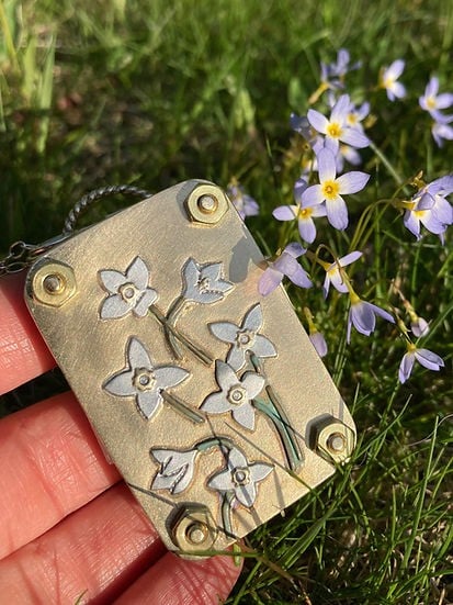 Frendorf | Mikro-Blumenpresse | Handgefertigt aus Silber & Messing | Inkl. 10 Blätter Herbarium-Papier