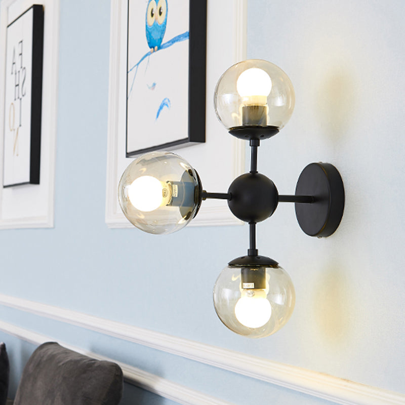 Frendorf | Ein Wandlicht mit rundem Schirm, klares Glas, modernes Wohnzimmer Beleuchtungselement