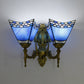 Frendorf | Nautische Geometrische Wandlamp Gehard Glas 2 Lichten Wandmontage Licht in Hemels Blauw/Blauw voor Slaapkamer
