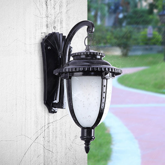 Frendorf | 1 Glühbirne Urn Form Wandleuchte Land Schwarz/Bronze Weißes Glas Wetterfest Wandleuchtenfixture