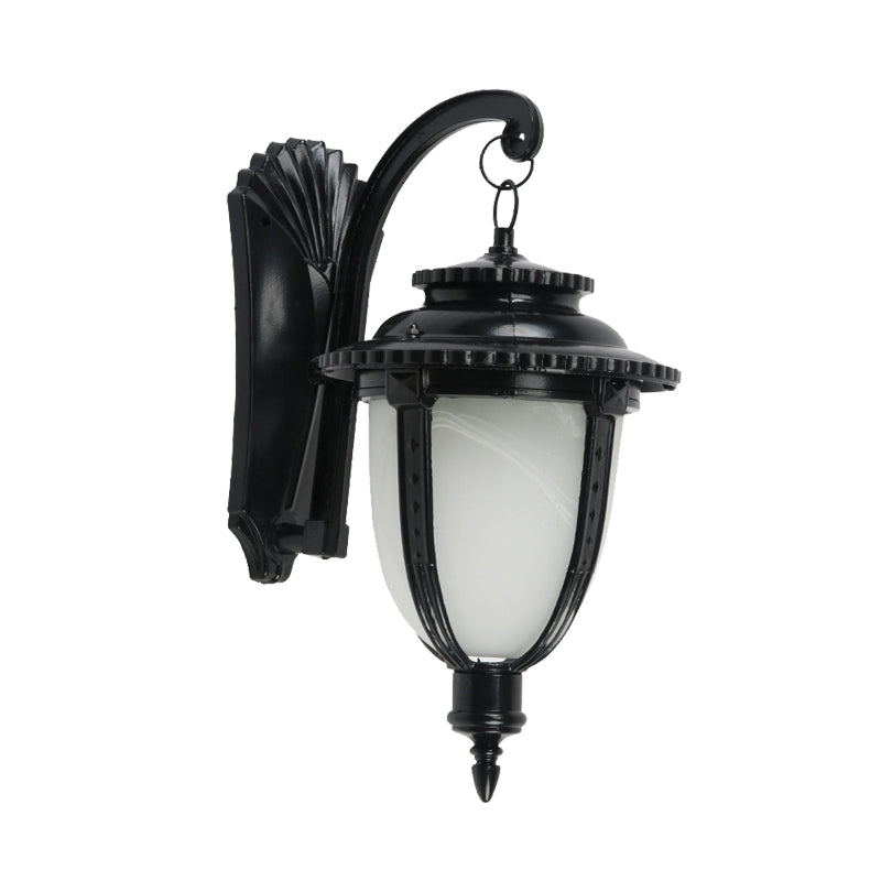 Frendorf | 1 Glühbirne Urn Form Wandleuchte Land Schwarz/Bronze Weißes Glas Wetterfest Wandleuchtenfixture
