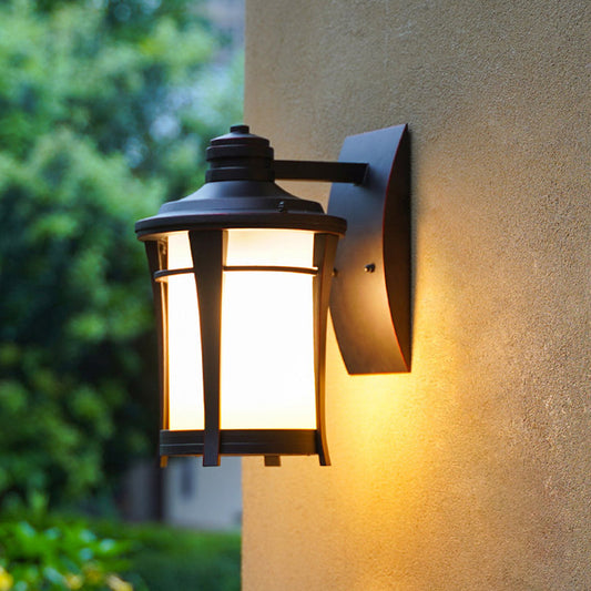 Frendorf | 1-Licht Wandleuchte Bauernhaus Glas Weiß/Weiß und Gelbes Glas Wandmontierte Beleuchtung in Kupfer für Innenhof