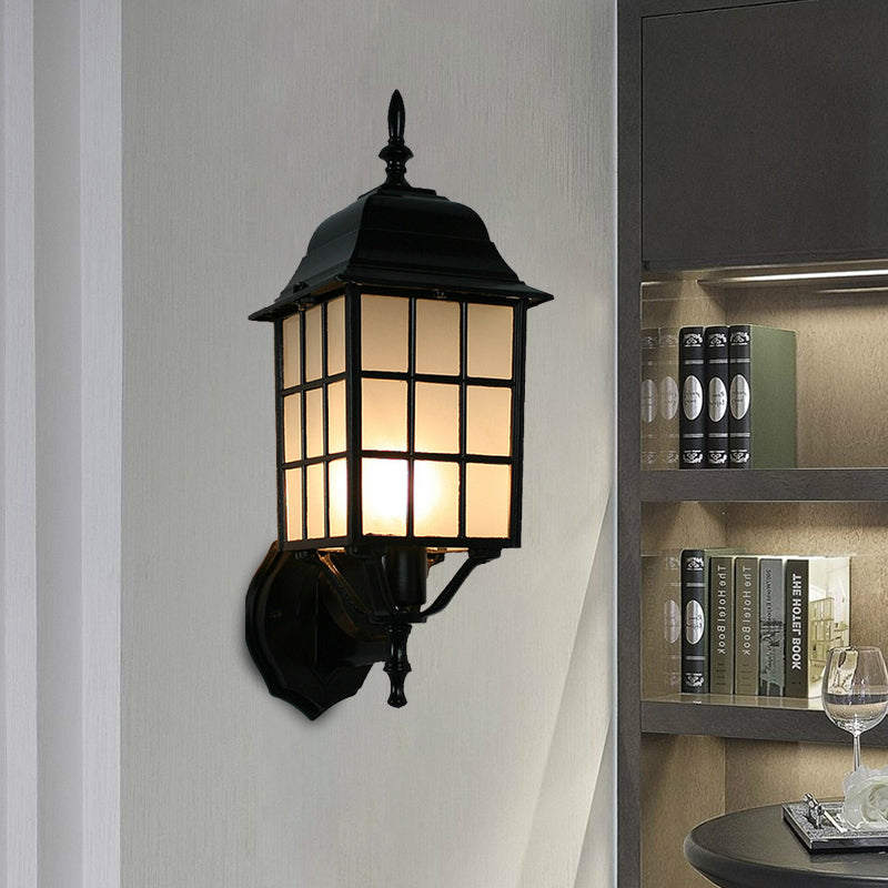 Frendorf | 1-Wandlamp Sfeervolle Rastervorm Aluminium Wandgemonteerde Verlichting met Frosted Glas Kap in Zwart