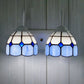 Frendorf | Ruitpatroon Wandlamp Barok Blauw/Oranje Glas 2 Hoofden Witte Wandverlichting