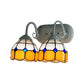 Frendorf | Ruitpatroon Wandlamp Barok Blauw/Oranje Glas 2 Hoofden Witte Wandverlichting
