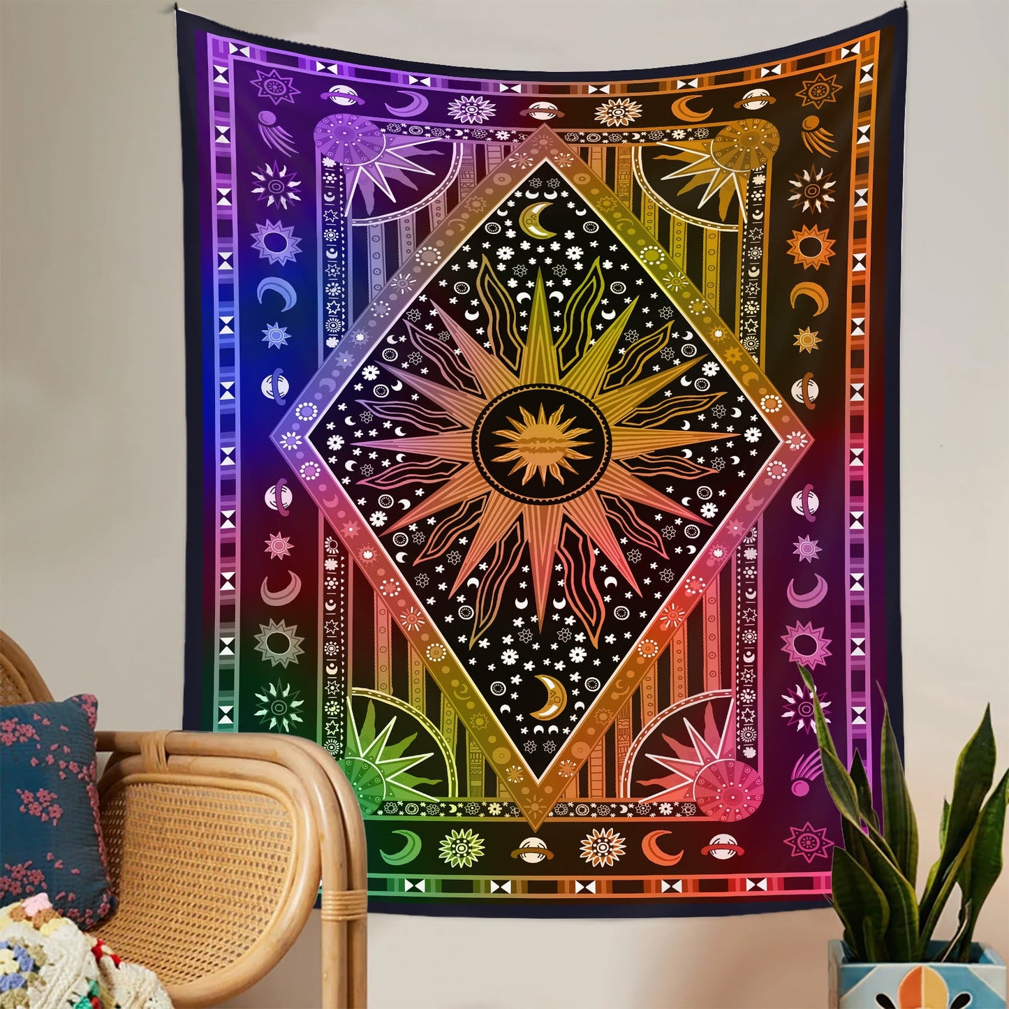 Frendorf Sun Rays Moon Bohemia Wandteppich