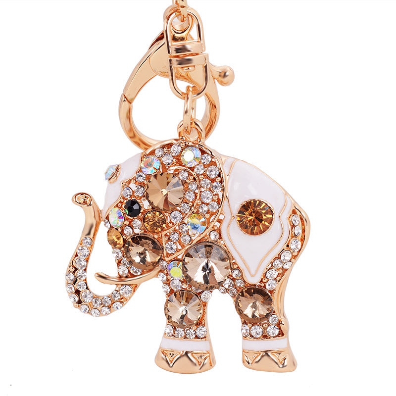 Frendorf | Niedlicher Glücklicher Pinker Elefant Großer Kristall-Rhinestone Schlüsselanhänger