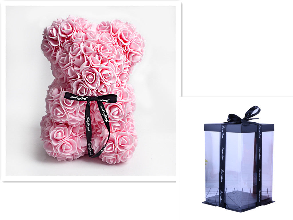 Frendorf | Valentinstag Geschenk Rose Bär Ewige Blume Rose Teddybär PE Schaum Bär 25cm Valentinstag