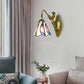 Frendorf | 1 Kop Petal Wandmontage Licht Tiffany Geel/Blauw-Wit Glas Wandlamp Met Sirene Achterplaat