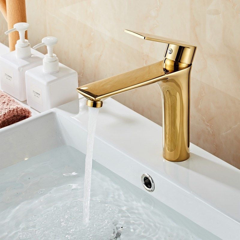 Frendorf | Glam Gefäß Waschbecken Wasserhahn Messing Hebelgriffe mit Wasser Schlauch Waschbecken Armatur