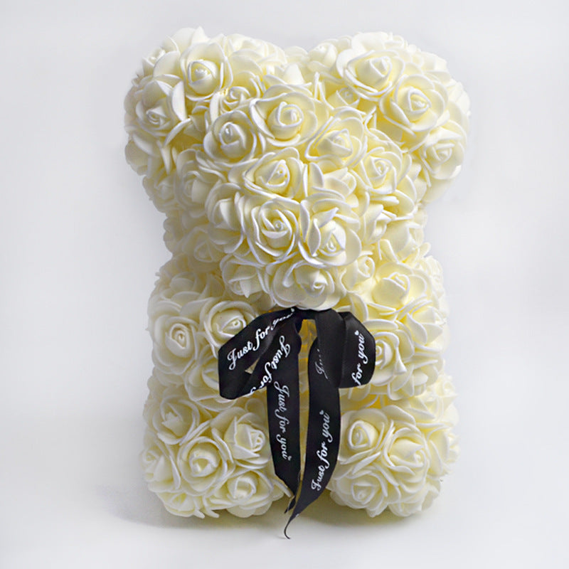 Frendorf | Valentinstag Geschenk Rose Bär Ewige Blume Rose Teddybär PE Schaum Bär 25cm Valentinstag